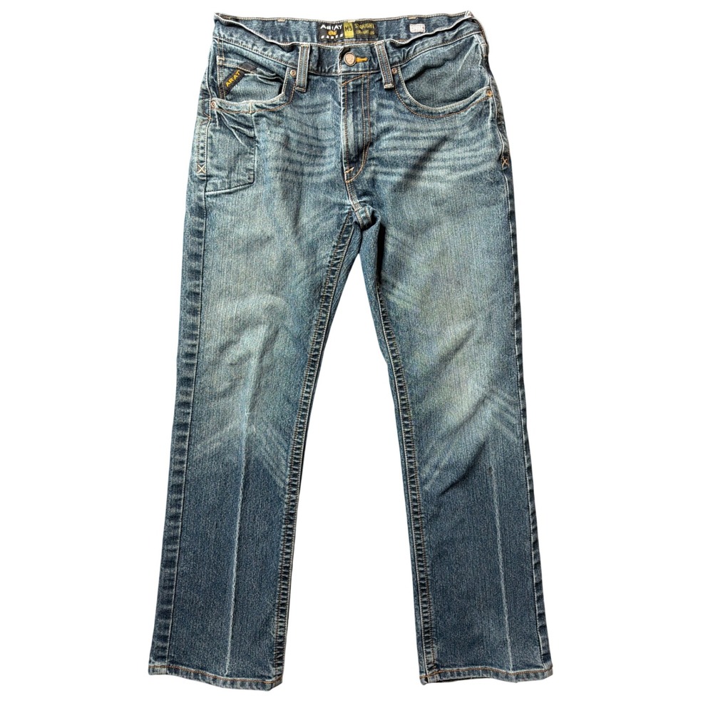 Ariat Jeans Mens 32x32 M5 Rebar Straight Leg Blue Medium Wash Denim